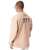 '777' Oversized Designer Beige Sweatshirt with 3D Rubber Printed (7)