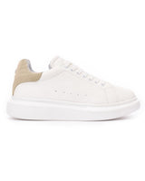 Scarpe Bianche da Uomo V-Harmony con Linguetta in Pelle Scamosciata Beige sul Tallone