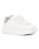 V-Harmony Men's White Shoes with Beige Suede Heel Tab (3)