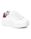 V-Harmony Men's White Shoes with Red Suede Heel Tab (2)
