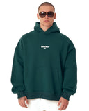 ‘’Slogan’’ Puff Printed Men’s Extra Oversized Green Hoodie