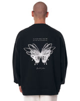 Moletom Oversized Preto Butterfly Illusion para Homens