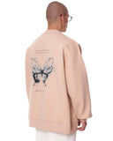 Butterfly Illusion Men's Oversized Beige Sweatshirt (8)
