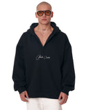 Men's Hook and Loop Oversized Cosy Hoodie in Black