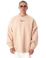 Ikigai Men's Oversized Martin Valen 3D Printed Beige Sweatshirt