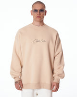 Felpa Oversize Beige Signatura Martin Valen con Stampa 3D