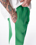 Street Style Green Sweatpants With White Stripes (2)