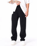 Street Style Black Sweatpants With White Stripes