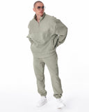 High Collar Half Zip Khaki Tracksuit