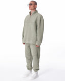 High Collar Half Zip Khaki Tracksuit (7)