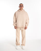 Survêtement à Capuche Oversize Beige Insignio avec Broderie 3D Designer