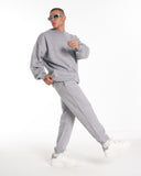 Designer Oversized Gray Sweatshirt Tracksuit Set