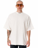 ‘777’ Men’s Oversized White Designer T-shirt with 3D Print Detail (10)