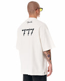 ‘777’ Men’s Oversized White Designer T-shirt with 3D Print Detail (3)