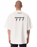 Herren Oversized Weißes Designer-T-Shirt '777' mit 3D-Druck-Detail