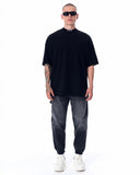 ‘777’ Men’s Oversized Black Designer T-shirt with 3D Print Detail (7)
