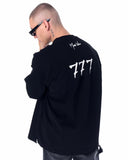 ‘777’ Men’s Oversized Black Designer T-shirt with 3D Print Detail (11)