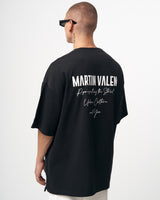 'Slogan' Herren Oversized Bedrucktes Designer-T-Shirt in Schwarz