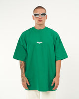 'Slogan' Herren Oversized Bedrucktes Designer-T-Shirt in Grün