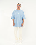 "Slogan" Men’s Oversized Printed Designer T-shirt in Blue (6)
