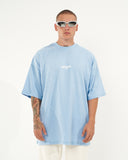 "Slogan" Men’s Oversized Printed Designer T-shirt in Blue