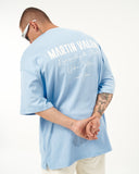 "Slogan" Men’s Oversized Printed Designer T-shirt in Blue (5)