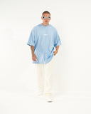 "Slogan" Men’s Oversized Printed Designer T-shirt in Blue (4)