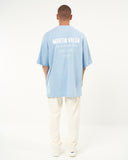 "Slogan" Men’s Oversized Printed Designer T-shirt in Blue (3)