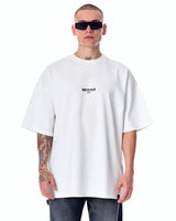'Slogan' Herren Oversized Bedrucktes Designer-T-Shirt in Weiß