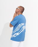 ‘’Perspective’’ Men’s Oversized Puff Printed Designer T-shirt in Blue