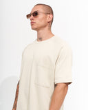 Men’s Regular Fit Crew Neck Melange Cream T-shirt with Pocket (2)