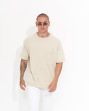 Men’s Regular Fit Crew Neck Melange Cream T-shirt with Pocket (5)