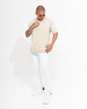 Men’s Regular Fit Crew Neck Melange Cream T-shirt with Pocket (7)