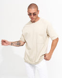 Men’s Regular Fit Crew Neck Melange Cream T-shirt with Pocket (8)