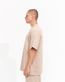 Men's Oversized Acid Washed Vintage 3D Printed Beige T-shirt (4)