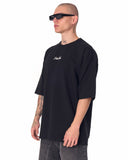 Minimalist Chest Printed Oversized Black T-shirt (2)