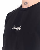 Minimalist Chest Printed Oversized Black T-shirt (3)