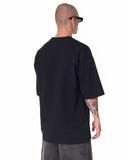 Minimalist Chest Printed Oversized Black T-shirt (4)