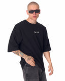 Minimalist Chest Printed Oversized Black T-shirt (8)