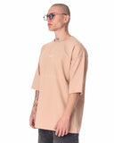 Minimalist Chest Printed Oversized Beige T-shirt (2)