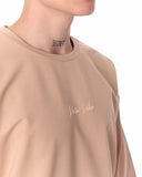 Minimalist Chest Printed Oversized Beige T-shirt (4)