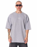 Minimalist Chest Printed Oversized Gray T-shirt