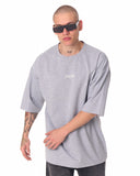 Minimalist Chest Printed Oversized Gray T-shirt (5)