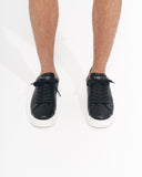 V-Harmony Men's Black Shoes with Gray Suede Heel Tab (7)