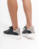 V-Harmony Men's Black Shoes with Gray Suede Heel Tab (6)