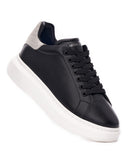 V-Harmony Men's Black Shoes with Gray Suede Heel Tab (4)