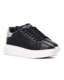 V-Harmony Men's Black Shoes with Gray Suede Heel Tab (2)