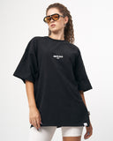 ’Slogan’’ Women’s Oversized Designer Print Detail Black T-shirt (5)