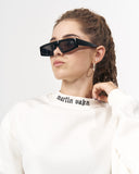 Martin Valen Women's Oversized Round-Neck White Sweatshirt