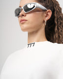 '777’ Women’s Basic Oversized White T-shirt with 3D Print Detail (4)